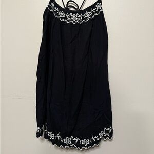 Black Dress with White Floral Embroidery